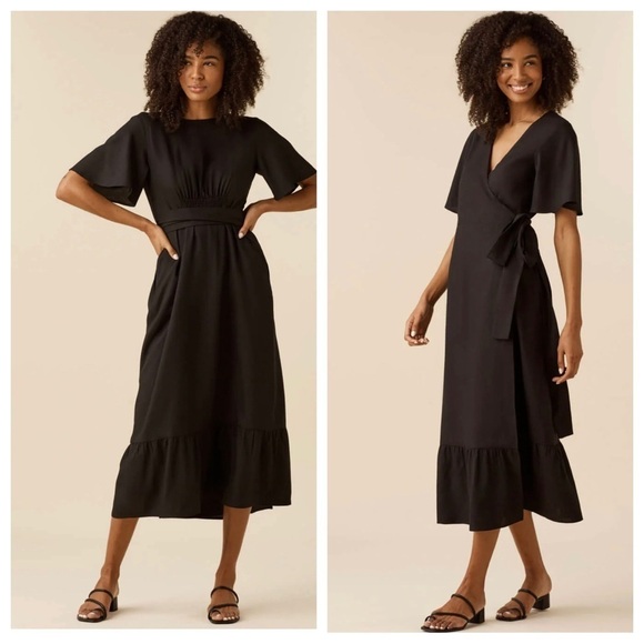 New! Vetta capsule collection flutter sleeve wrap dress NWT 737 - Picture 1 of 10